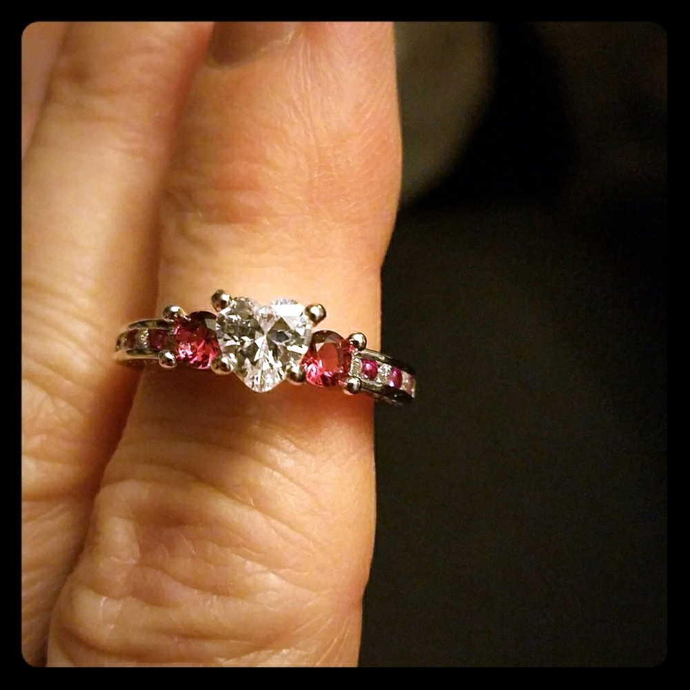 White sapphire and ruby ring/ rings